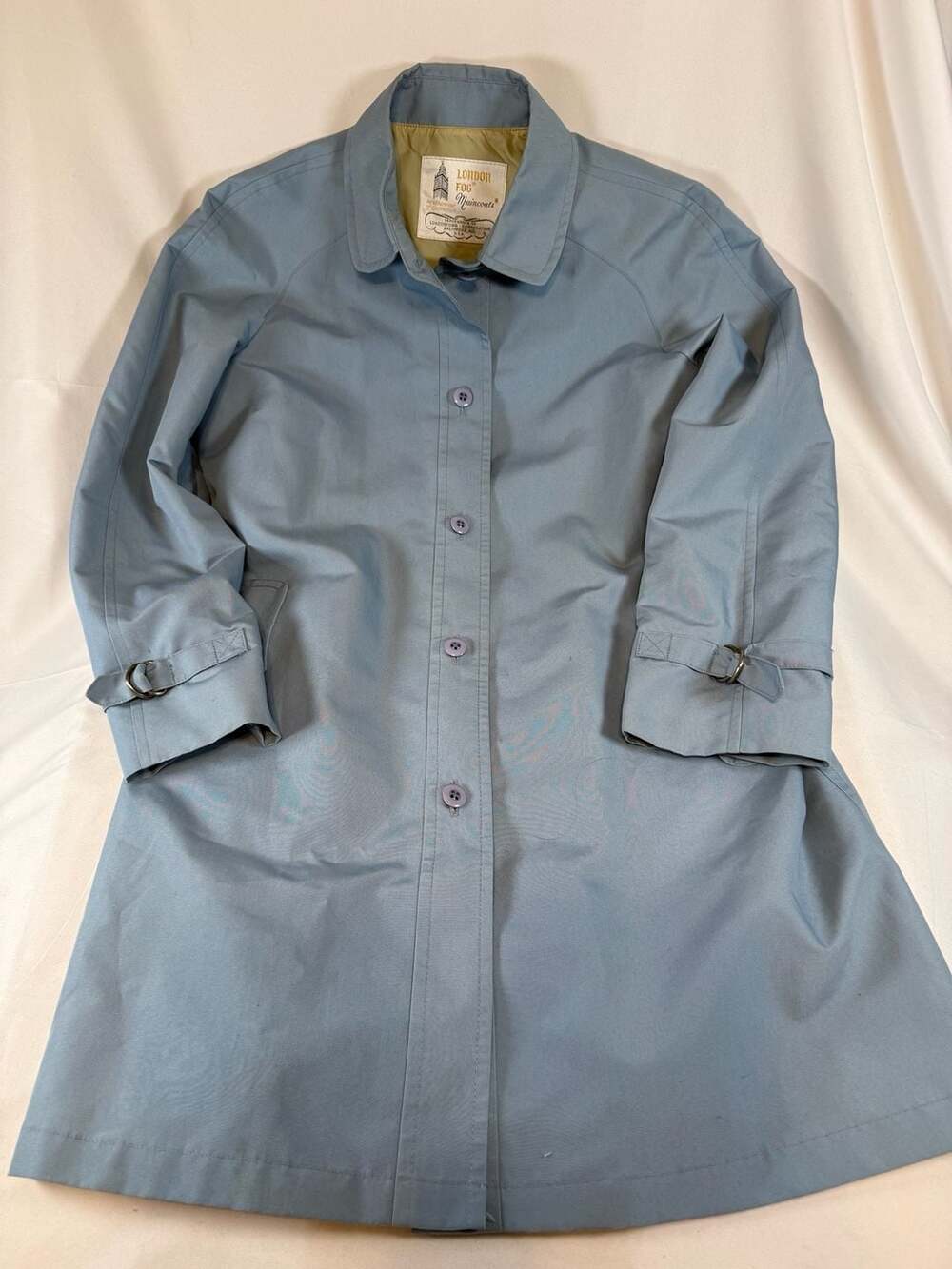 Vintage Women’s London Fog Raincoat Size 12 Reg Blue Maincoats Trench Old Money